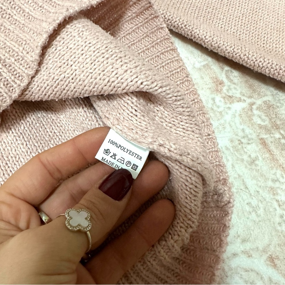 Blush Pink Pom Pom Balloon Sleeve Sweater - Picture 8 of 9
